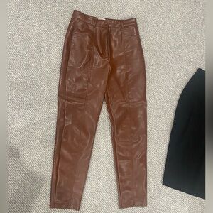 Brown Faux Leather Pants